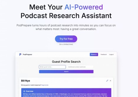 Podcast Research Assistants - PodPrepare Provides AI Research Assistance For Smarter Podcast Prep (TrendHunter.com)