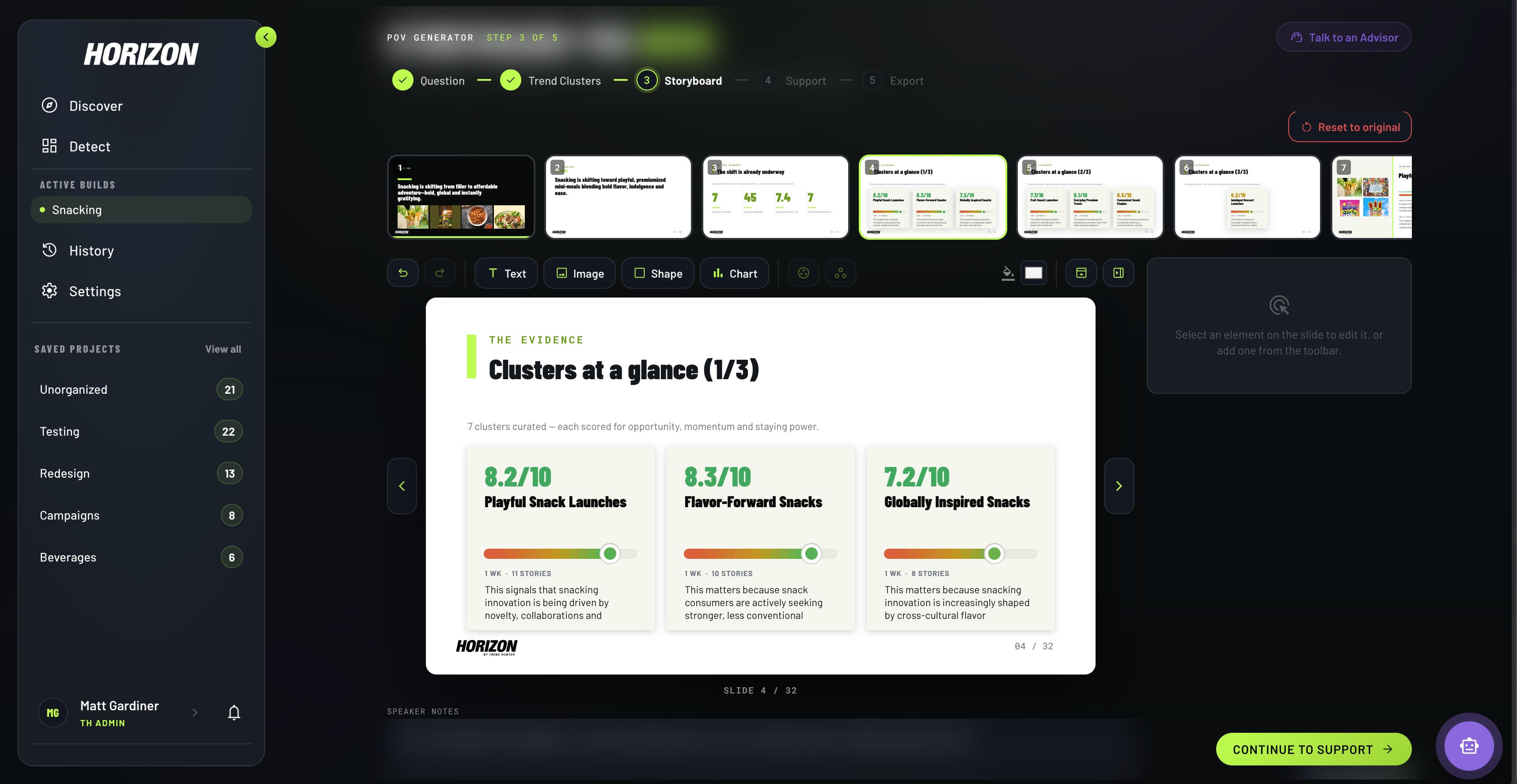 Build panel showing a generated product concept