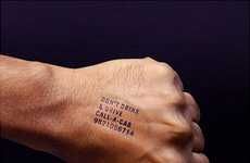 Hand Stamps From Clubs Feature Ads for Cabs