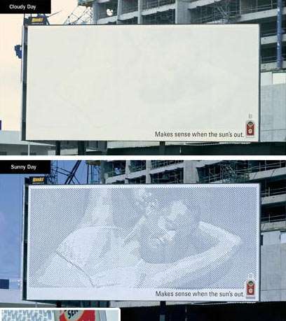 Billboard of Pegs That Only Works When the Sun is Out