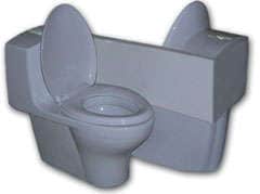 Twin Toilets Face Each Other