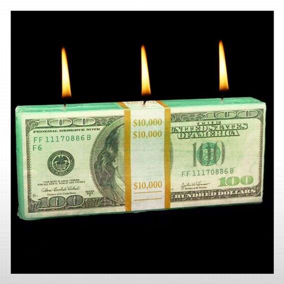 Burning Banknote Candles