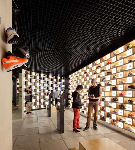 Grid-Like Shoe Exhibits