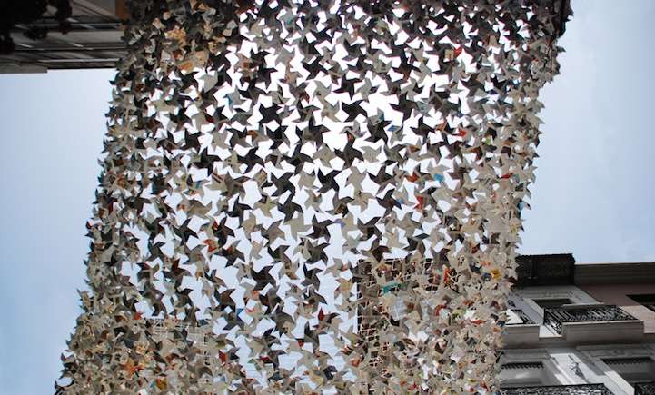 Suspended Newspaper Sculptures