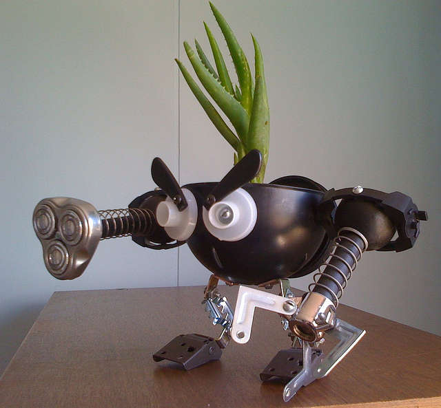 Upcycled Robot Flower Pots