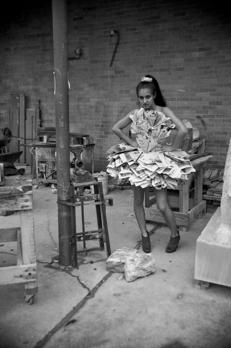 Sculptural Newspaper Dresses