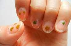 Earthy Leaf-Embellished Manicures