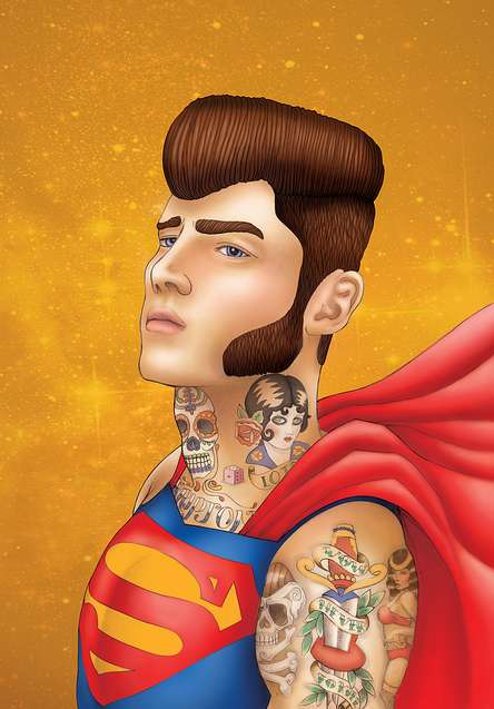 Superhero Hipster Art