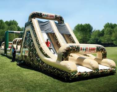 Combat-Colored Bouncy Castles