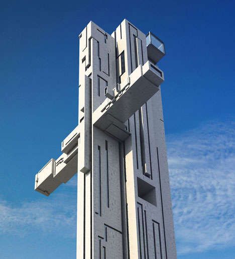 Contrasting Crucifix Skyscrapers