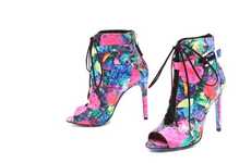 Whimsical Graffiti Floral Heels