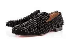 Velour Studded Loafers