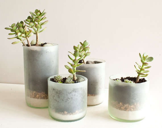 Recycled Wine Bottle Planters