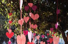 Blossoming Paper Heart Installations