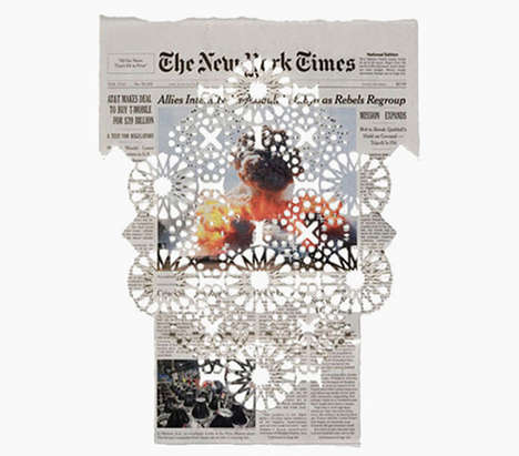 Perforated Newspaper Artworks