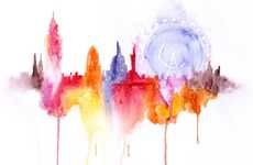 Dripping Watercolor Cityscapes