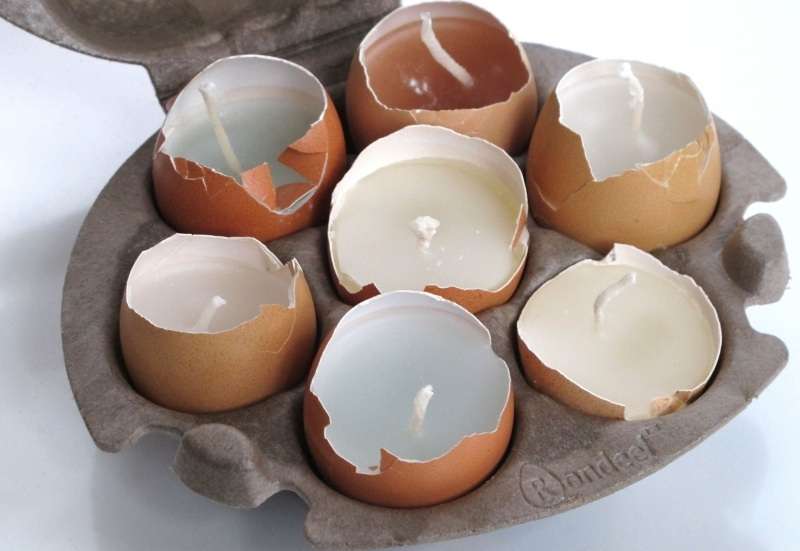 Salvaged Eggshell Votives