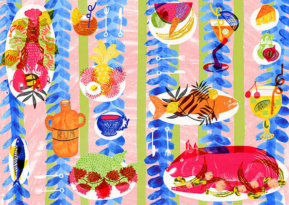 Picnic-Patterned Drawings