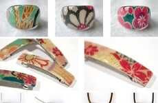Kimono Fabric Jewelry and Acrylic Rings