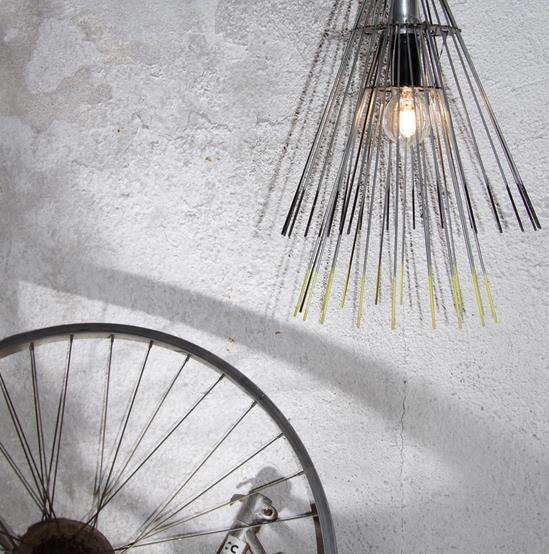 Recycled Bicycle Wheel Lamps