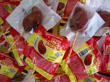 Chili-Coated Mango Lollipops