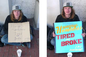 Graphic Humanitarian Homeless Signs: These Painted Homeless Signs ...