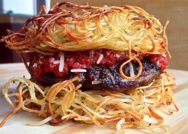 Spaghetti-Themed Burgers