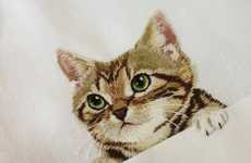Fancy Feline-Embroidered Shirts