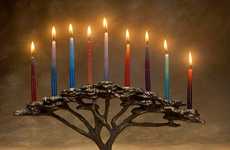 Arboreal Bronze Menorahs