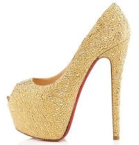 Glamorous Crystallized Gold Pumps Image 2