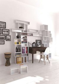 Vibrant Geometric Book Shelves Image 6