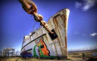 Abandoned Shipwreck Graffiti Art Image 4