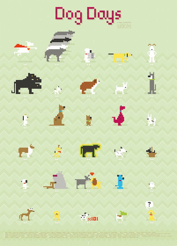 Colorful Canine Pixel Posters