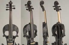 Hand-Carved Skull Violins