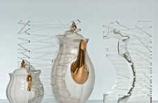 Transparent Tea Set Sculptures