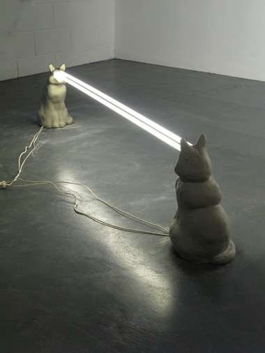 Quirky Fluorescent Cat Sculptures