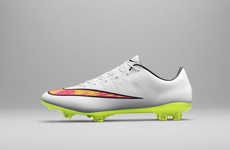 Shiny White Soccer Shoes