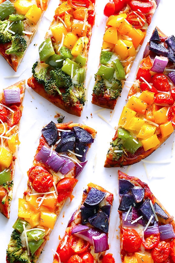 Rainbow Veggie Pizzas