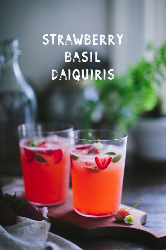 Basil Strawberry Daiquiris