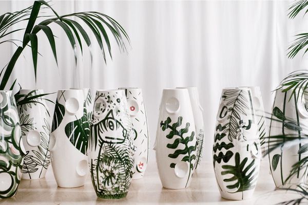 Hand-Painted Jungle Vases