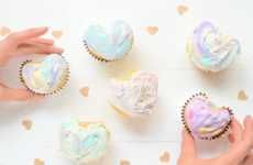 Colorful Heart-Shaped Cupcakes