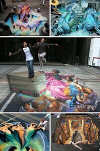 3-D Art Transforms Buildings-Graffiti and Sidewalk art Image 6