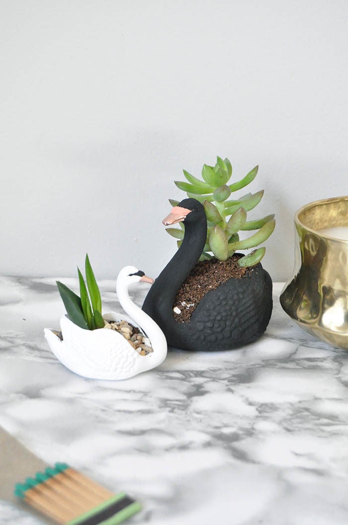 DIY Swan Planters