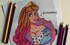 100 Altered Disney Princess Illustrations
