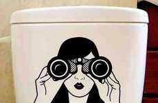 Surveillance-Themed Toilet Decals