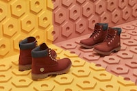 Denim-Accented Burgundy Boots Image 2