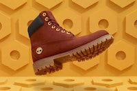 Denim-Accented Burgundy Boots Image 3