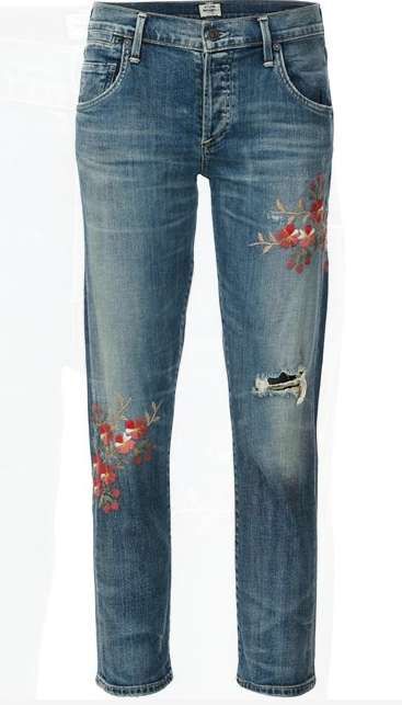 Embroidered Floral Jeans