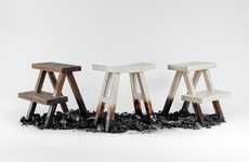 Rustically Scorched Step Stools