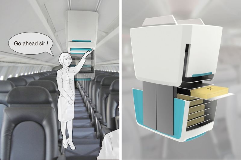 Overhead Airplane Serving Carts
